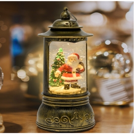 DECORAZIONE LANTERNA CILINDRICA BRUNITA GLITTER CM 24H