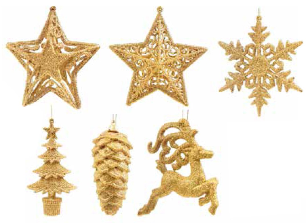 NUOBESTY decorazioni per albero di Natale dorate 12 decorazioni a forma di stella di Natale con glitter